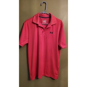 Men's Under Armour Heat Gear Golf Shirt Size Med ‎ Red Loose